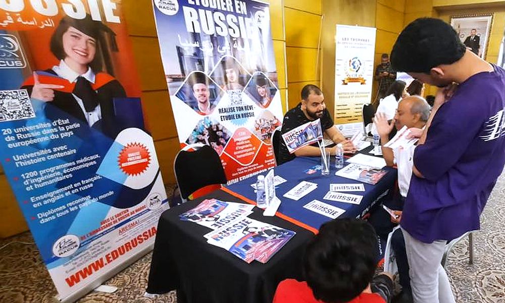 On June 21–22, 2023, specialized education exhibitions "Study Abroad" were held in two major key cities of the Kingdom of Morocco: Casablanca and Rabat. Russia, Spain, Canada, Hungary, Belgium, France, Turkey, UK, USA, Spain and Germany took part in the exhibition. The group of Russian state universities RACUS was the only organization that presented Russian higher education at the event. About 400,000 foreign citizens from 200 countries, including more than 3,000 citizens of Morocco, are already studying in Russian universities.