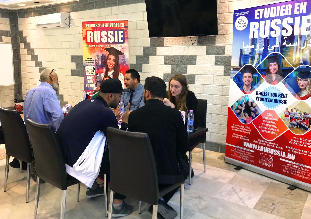 The exhibitions were visited by Algerian youth at a crossroads who are asking themselves an important question: "Which country and university to choose for getting higher education?". On the education exhibitions, the most popular among the Algerian youth and recognized in Algeria prestigious Russian State Universities that offer Medicine, Dentistry, Pharmacy and Veterinary Medicine programs in French, Russian, and English were presented.