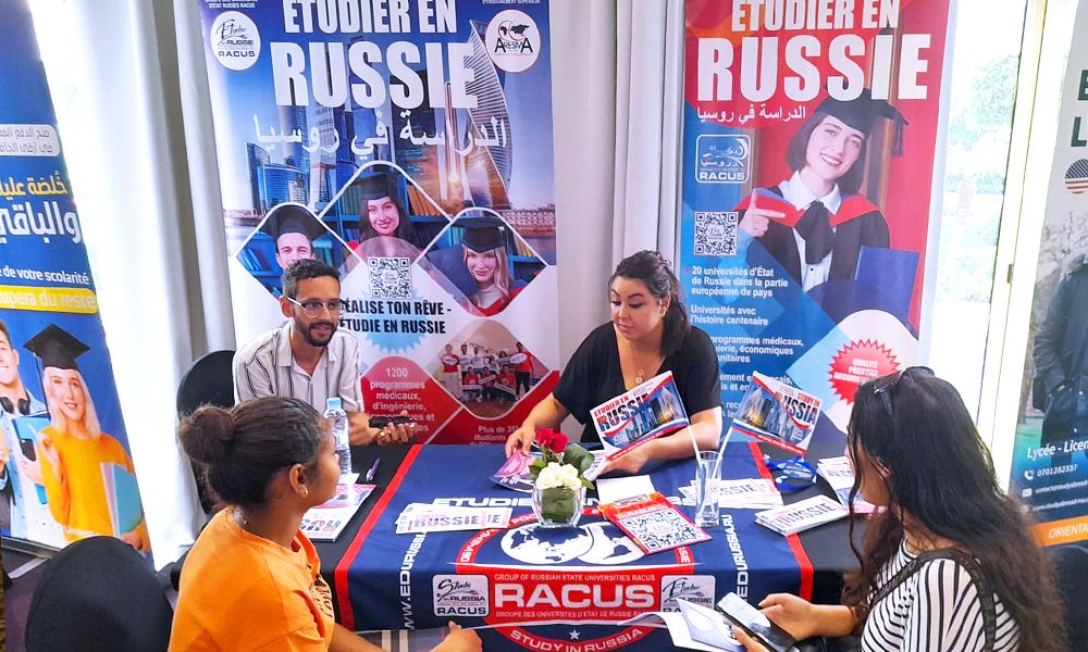 Experts in the sphere of international education told the visitors of exhibition about studying in TOP 20 Russian State Universities belonging to RACUS group, the variety of educational programs (more than 1,200), the possibility to choose the language of instruction (French, Russian, English), as well as gave detailed information about the admission and enrollment of Moroccan students in leading Russian state universities. At the exhibition they issues of employment with the Russian diploma and career prospects it opens in any country of the world (including Russia and Morocco) were discussed.